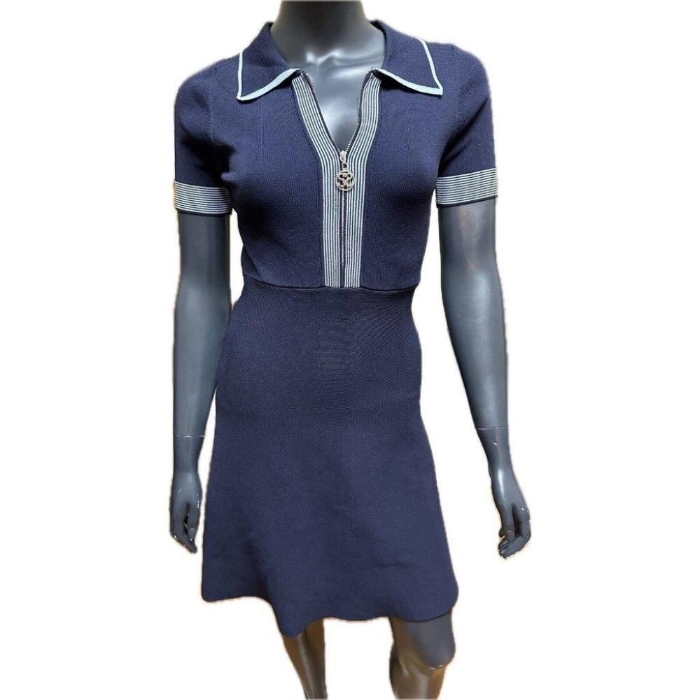 Sandro Lue Zip Collar Knit Polo Dress Sz 38 s/m